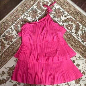 Pink Tiered One Shoulder dress